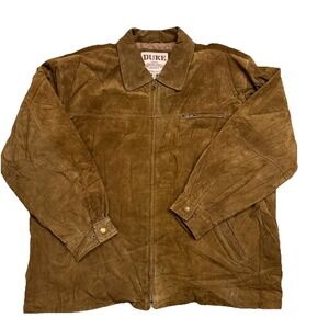 VTG Duke Haband Men's genuine suede leather jacket Size XL Brown Quilt Lined